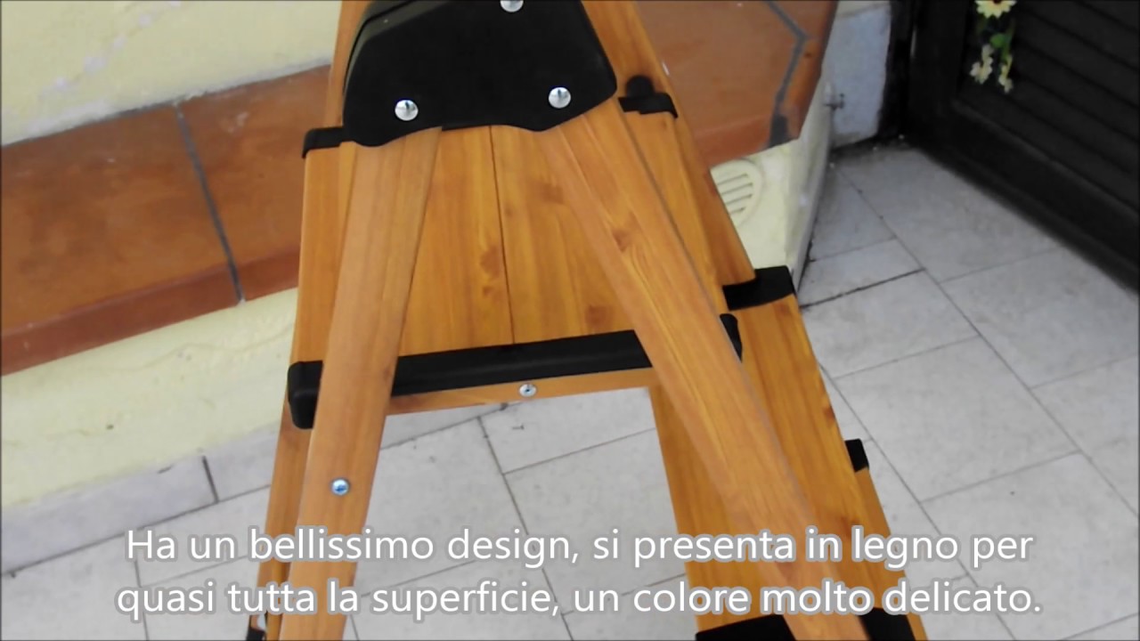 Scala scaletta scaletto in alluminio e legno a tre scalini Tatkraft