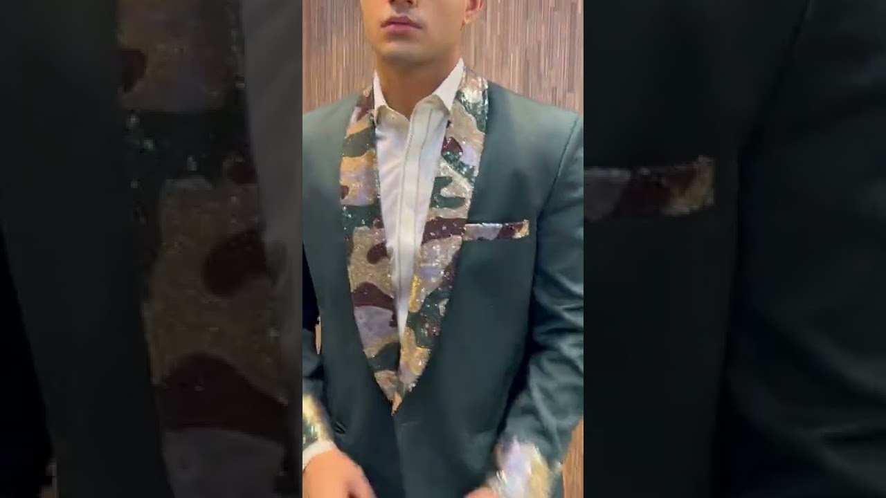 Dark Green Army Print Dinner Jacket | SIB18