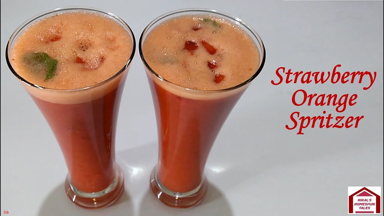 Strawberry Orange Spritzer | Tangy Sweet Mocktail | Non-alcoholic beverage | Healthy and Tasty Juice