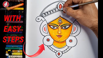 HOW TO DRAW MAA DURGA WITH STEP BY STEP FOR BEGINNERS WITH PASTEL COLOUR