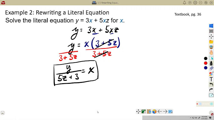 1 5 Rewriting Literal Equations, Big Ideas