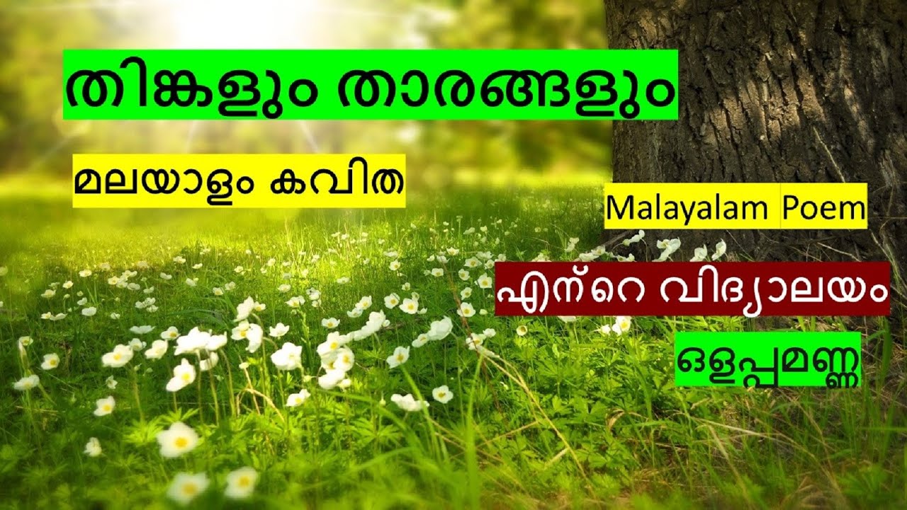 Ente vidyalayamOlappamannaMalayalam KavithaMalayalam Poem Thingalum Tharangalum 