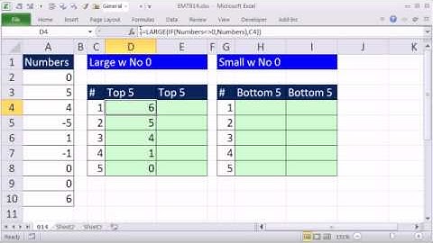 Excel Magic Trick 914: Top 5, Bottom 5 Excluding Zeros: LARGE, SMALL & AGGREGATE Functions