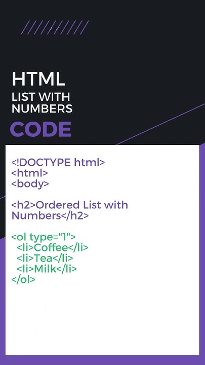 #html Example || Html Lists || Ordered List with Numbers #shortvideo # ...