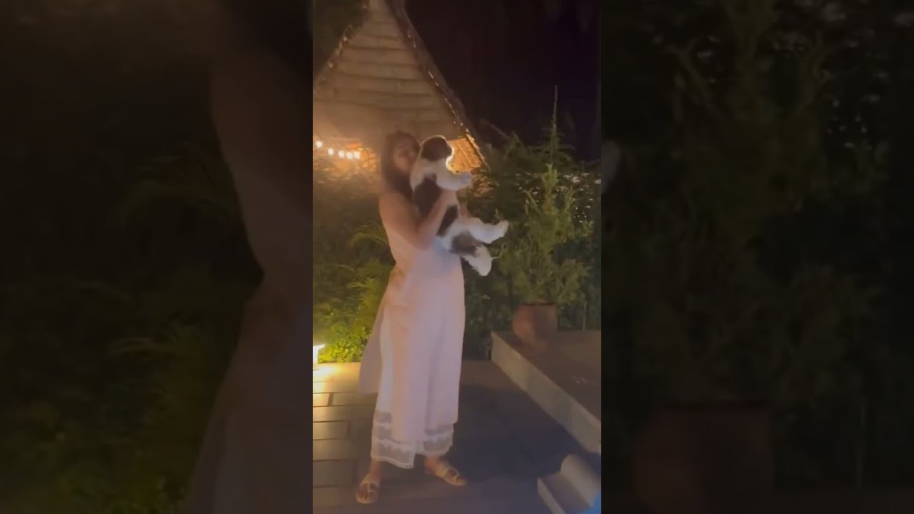 Keerthy Suresh Trying to Do a Bath in Pool For Dog Latest Video