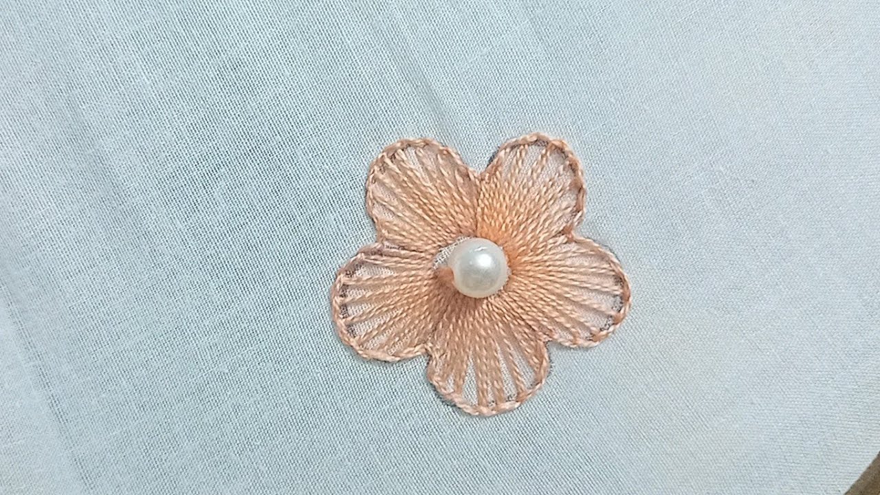 Easy hand embroidery flower stitch tutorial, simple flower stitch