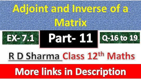 Adjoint and Inverse of a Matrix | Class 12th Maths Solution | Dhanpat Rai Publication | Part 11