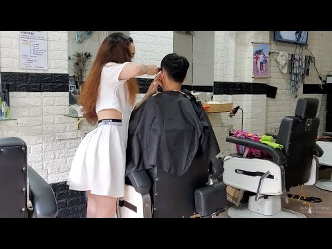No.1 relaxation service at Vietnamese barbershop, full body care with beautiful girls