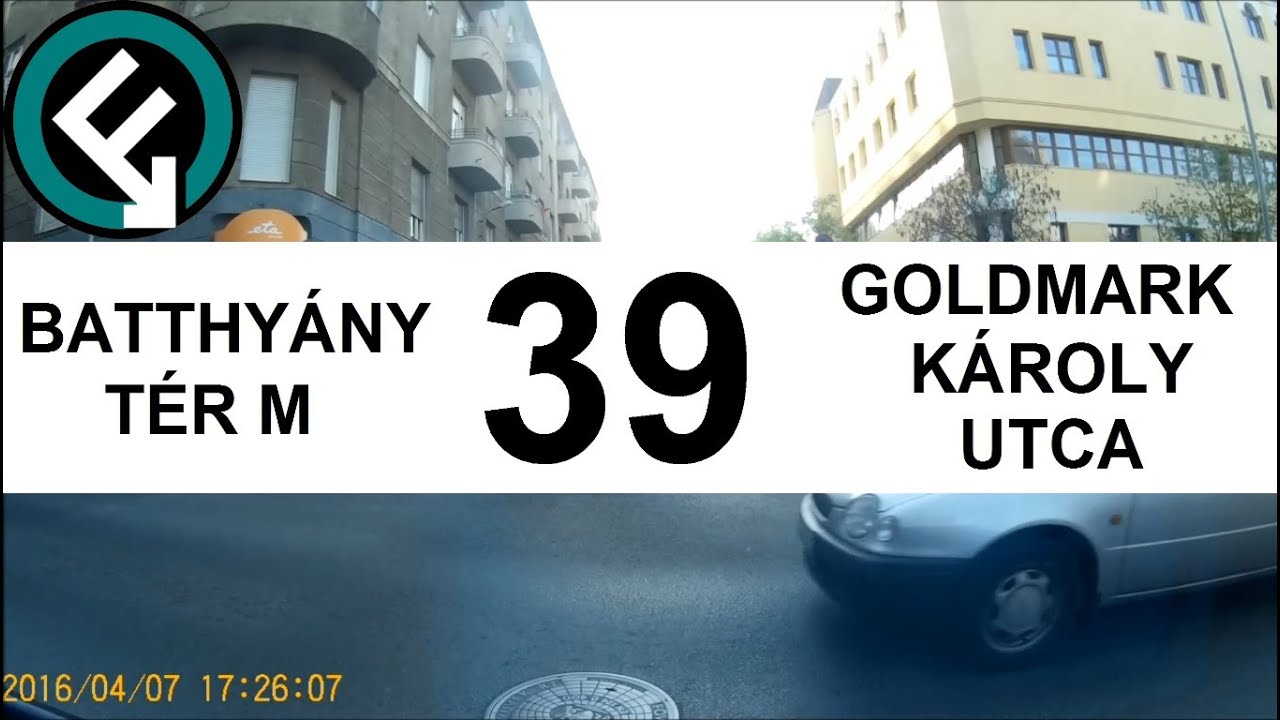 BKV 39-es busz útvonala (Batthyány tér M - Goldmark Károly  utca - Batthyány tér M)
