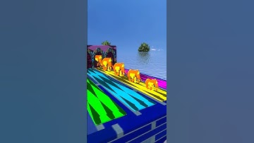 Amazing long slide game with Elephant (yellow) #3danimation #games #funny #3dgame #animals