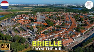 BRIELLE FROM THE AIR│SOUTH HOLLAND, NETHERLANDS.  4K aerial views of the fortified town of Brielle.