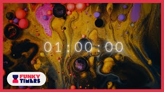1 Hour 4K Colourful Ink and Sand Macro Countdown Timer | Chilled, Ambient, Cinematic Music