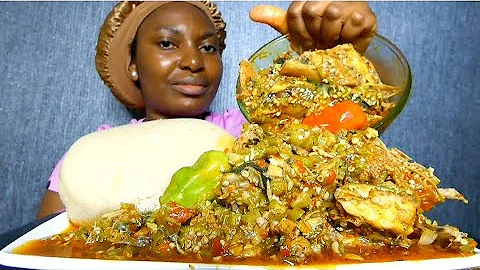 Asmr mukbang delicious okro soup with fufu