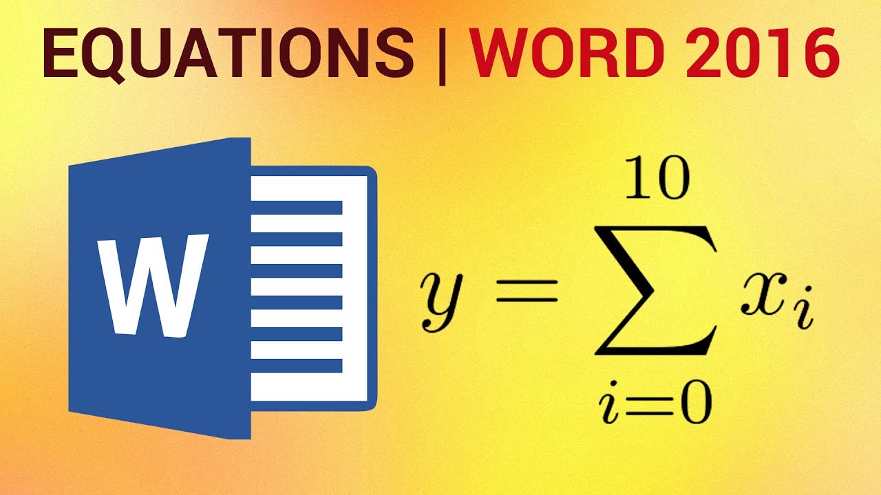 How To Insert Equations In Word 2016 Youtube