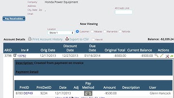 Viewing Account Receivable History in Lizzy