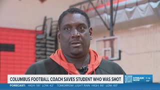 Ohio football coach hailed for lifesaving actions after student shot outside Columbus library