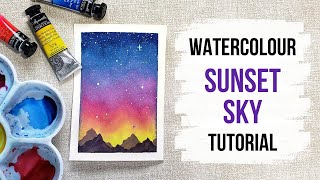 Easy watercolour sunset sky tutorial (step by step) screenshot 1