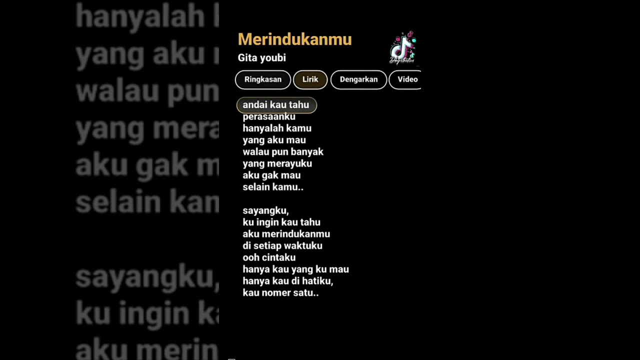 Lirik lagu merindukanmu