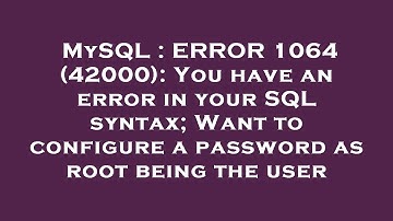 MySQL : ERROR 1064 (42000): You have an error in your SQL syntax; Want to configure a password as ro