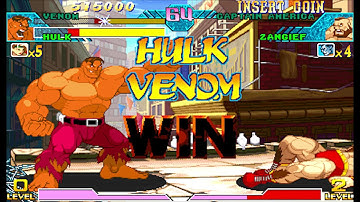 Marvel vs Capcom 1 ( Arcade ) - Red Venom / Orange Hulk Playthrough ( Aug 13, 2018 )