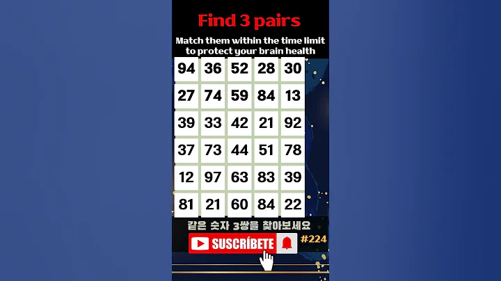Find 3 pairs of equal numbers #224#brain #puzzle #dementia #quiz #mathstricks #mathematics #