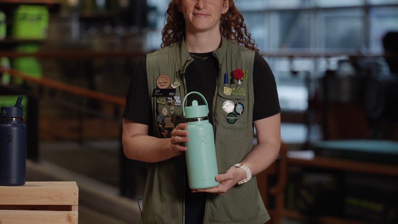 Preview of Hydro Flask Wide-Mouth Vacuum Water Bottle with Flex Straw Cap - 32 fl. oz. Video