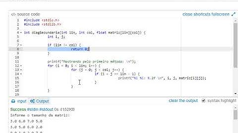 Função para mostrar diagonal secundária