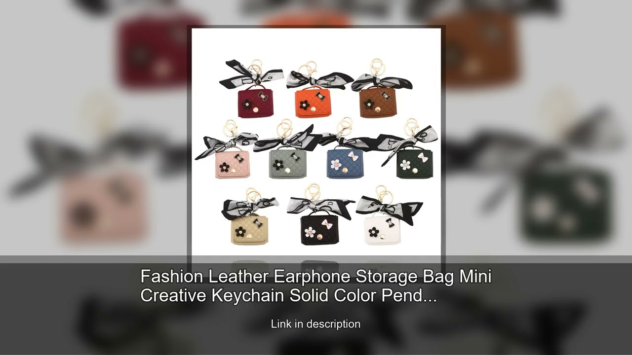 Fashion Leather Earphone Storage Bag Mini Creative Keychain Solid Color Pendant Earphone Case B