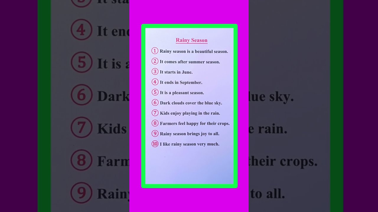 10 Lines On Rainy Season In English Essay