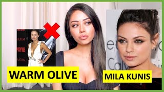 WARM OLIVE -What Colours Look Best on You? | Mila Kunis Colour Analysis (skin tones)