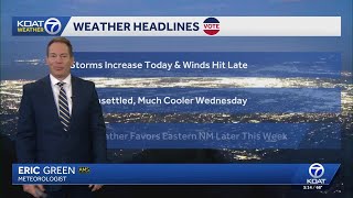 Storm chances ramp up today with a flash flood watch issued for Ruidoso and Sacramento Mountains
