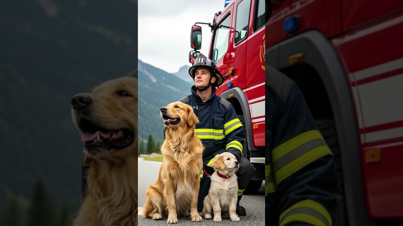 Golden Retriever Mom & Puppy Save a Firefighter 🐕🔥 