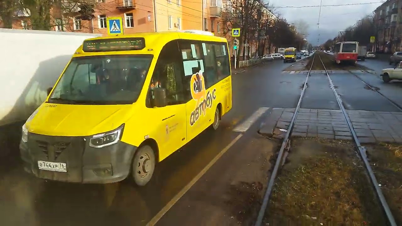 Вид из трамвая, 1-й маршрут (полностью). Ярославль