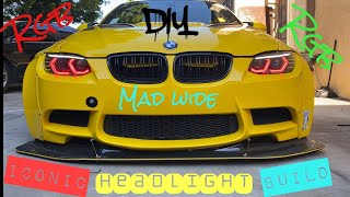 E92 e93 Iconic Headlight Build DIY Honeycomb Angel Eyes Demon Eyes RGB eyelid