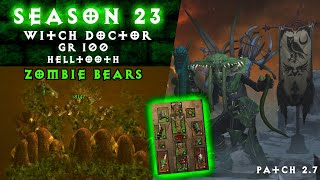 Diablo 3 Season 23 - Witch Doctor - Build Helltooth - Zombie Bears - Gr 100