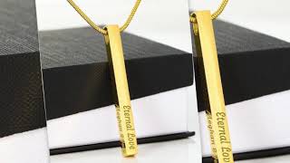 Custom Engraved Vertical Bar Anastasia Pendant Necklace Gift - Personalized 3D Bar Necklaces Custom Engraved Vertical Bar Anastasia Pendant Necklace Gift - Personalized 3D Bar Necklaces