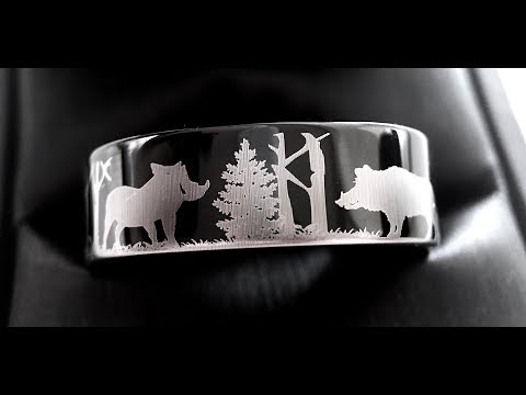 wild-boars-in-forest-landscape-pattern-engraved-black-tungsten-rings,-hunter-ring