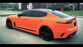 Orange Kia Stinger GT Roof Gloss Black Ceramic Coat 20 Inch ACE Wheels Paint Correction Vinyl Stripe