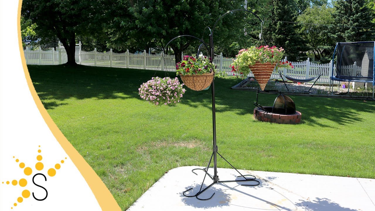 Sunnydaze 4Arm Hanging Basket Plant Stand with Adjustable Arms, Indoor/Out rcgc.sub.jp