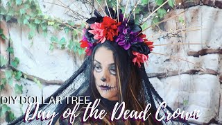 DIY DOLLAR TREE DAY OF THE DEAD CROWN | LAST MINUTE HALLOWEEN COSTUME