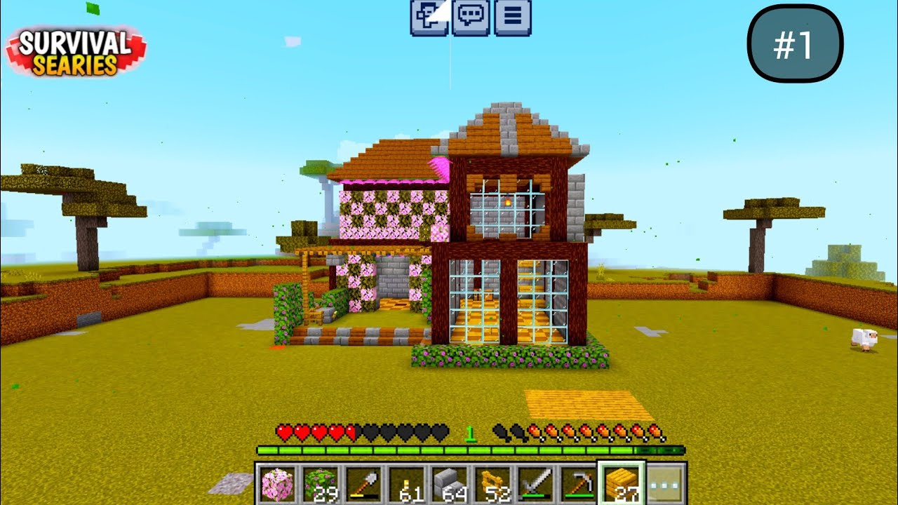 Minecraft PE Survival Series Ep 1 in Hindi 1.21 | Made op Survival Base ...