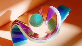 Blender 3.2. Advanced glass and subsurface procedural materials. Curve deformer abstract animation.