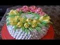 Торт с цветами Рецепт БИСКВИТНЫЙ ТОРТ СУФЛЕ  Украшаем торт белково заварным кремом Cake decoration