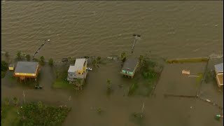 Hurricane Laura flooding AERIALS in Texas: raw video
