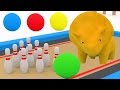 Spielt Bowling & lernt Zahlen und Farben mit Dino den Dinosaurier | Lehrreiche Cartoons für Kinder