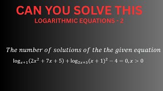 Get refreshed by solving this Question | Logarithmic Equation