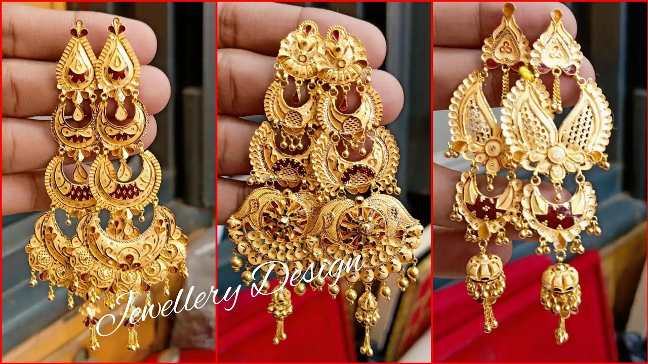 Latest Long Earring Designs/Light Weight Earrings/Daily wear/sharmi vlogs# gold … | Indian gold jewellery design, Gold earrings models, Bridal gold  jewellery designs