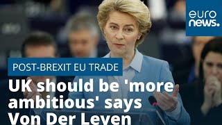 UK should be ‘more ambitious’ over post-Brexit EU trade, Von der Leyen tells MEPs