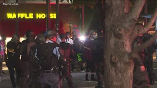 Atlanta fire responds to flames near the Tabernacle while violent protests continue