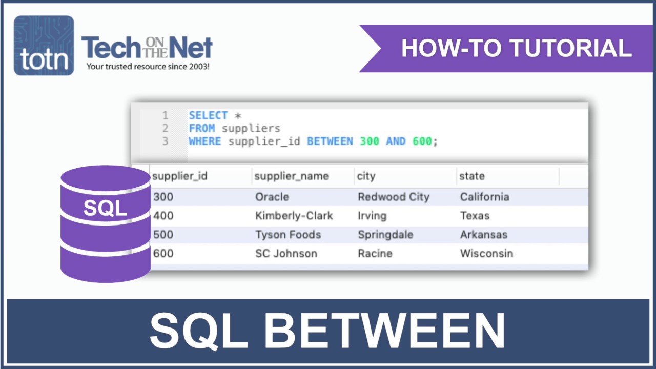 overholdelse Demon Play jeg er træt SQL: BETWEEN Condition